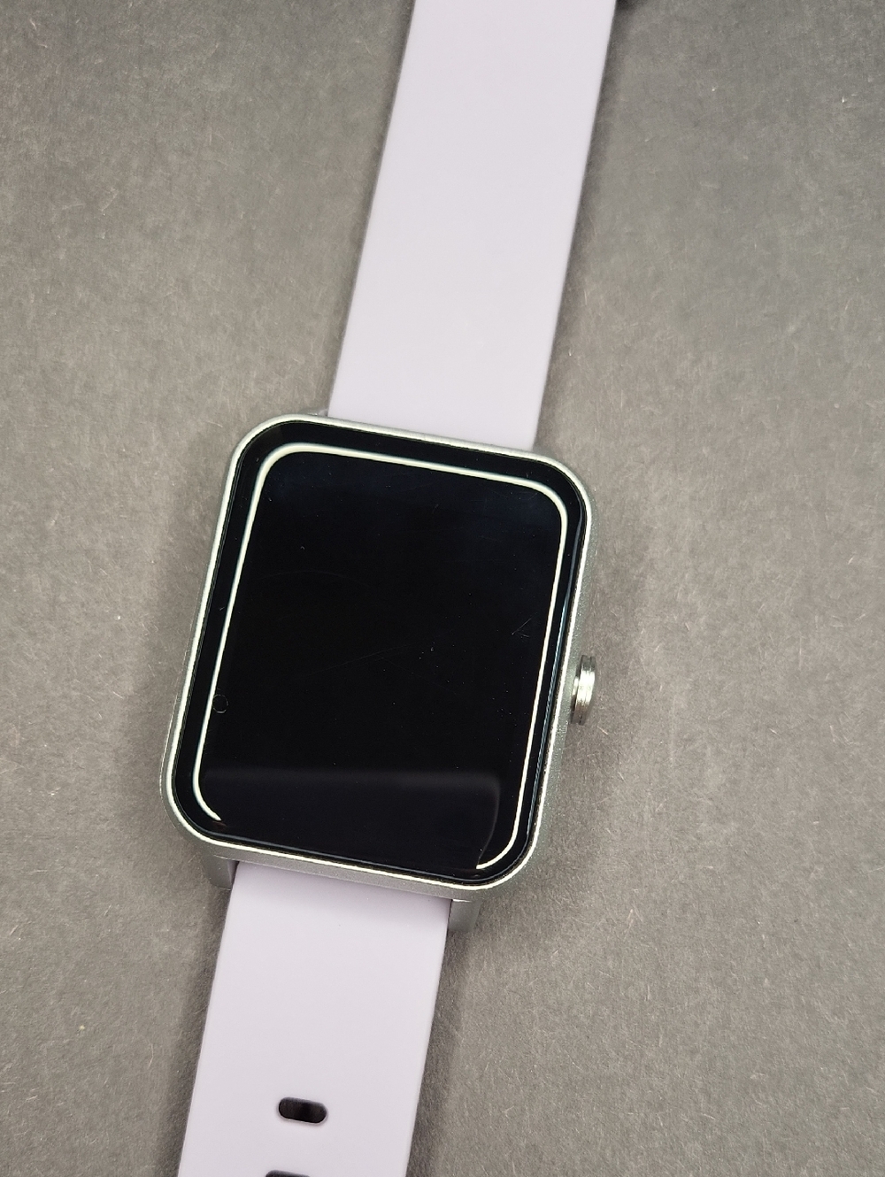 Silver Smartwatch with Light Lavender Silicone Band